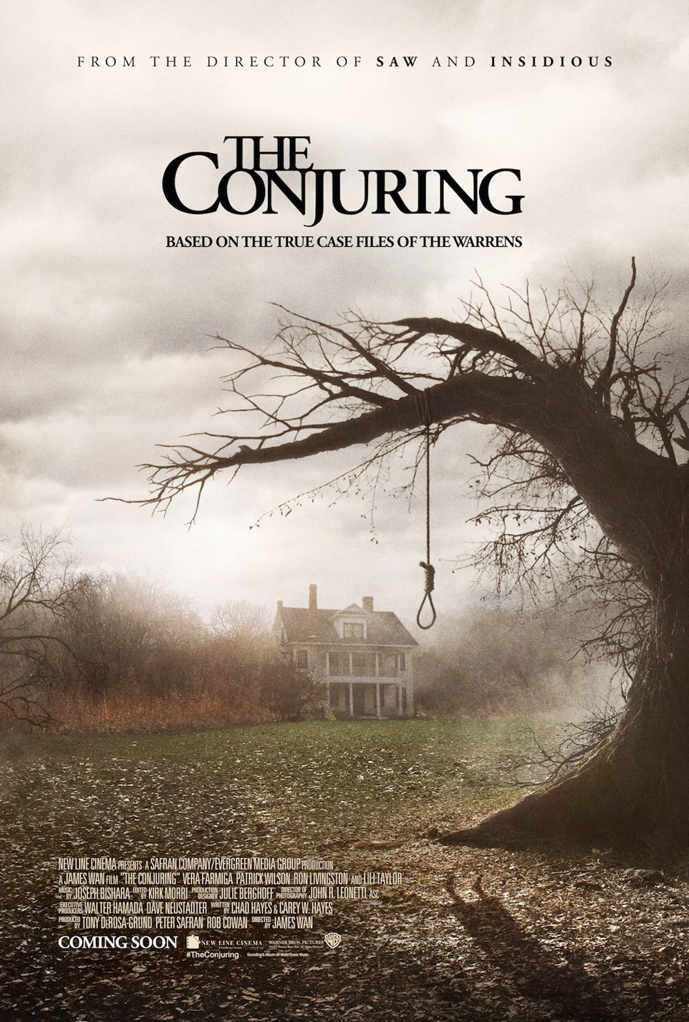 Poster de la pelicula El Conjuro donde se observa una cuerda colgando de un árbol